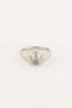 Vintage Zegelring Transparante Steen