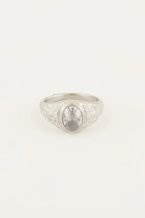 Vintage Zegelring Transparante Steen