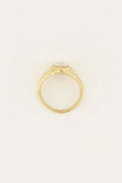 Vintage Zegelring Transparante Steen