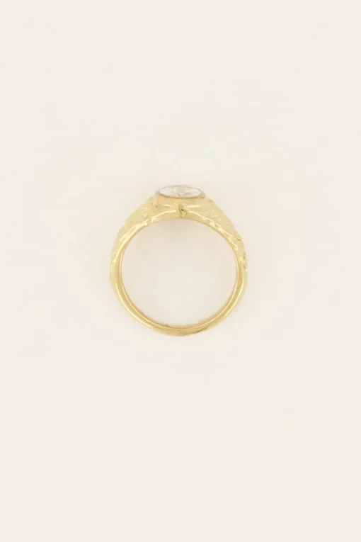 Vintage Zegelring Transparante Steen