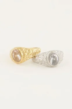 Vintage Zegelring Transparante Steen