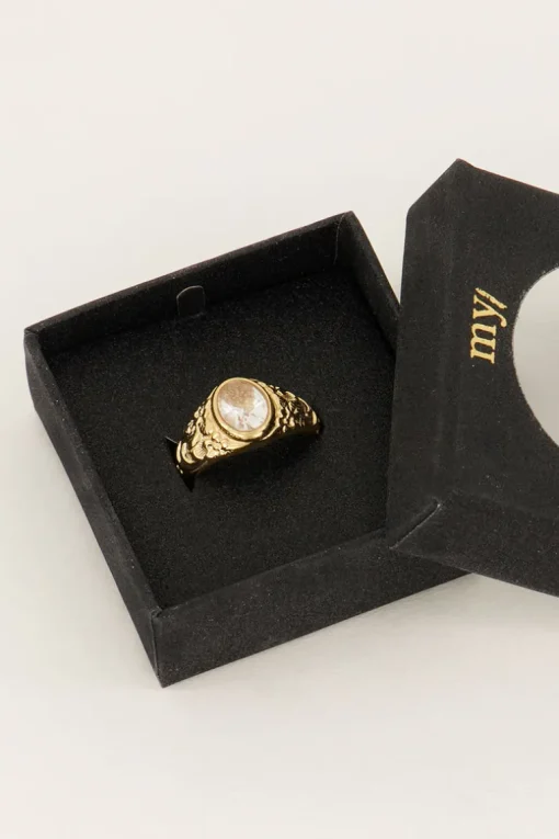 Vintage Zegelring Transparante Steen