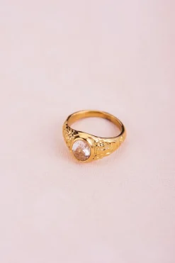 Vintage Zegelring Transparante Steen
