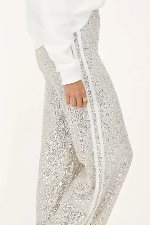 Wide Leg Broek Met Pailletten & Tapes