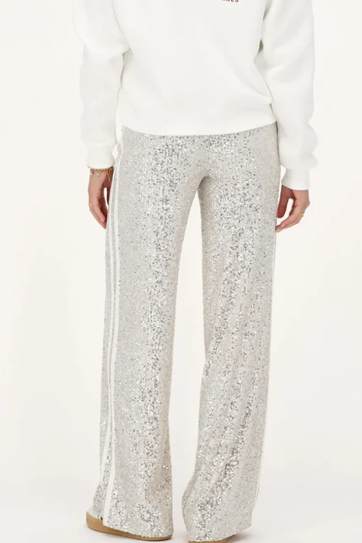 Wide Leg Broek Met Pailletten & Tapes