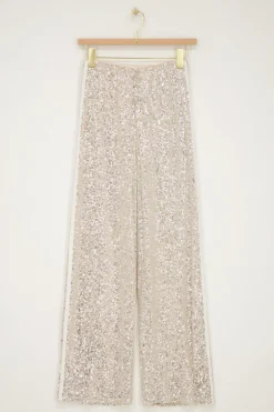 Wide Leg Broek Met Pailletten & Tapes
