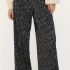 Wijde Plissé Broek Met Panterprint En Lurex