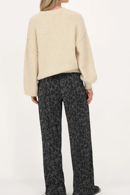 Wijde Plissé Broek Met Panterprint En Lurex