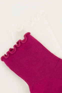 Wit En Paarse Sokken Set Met Ruffle