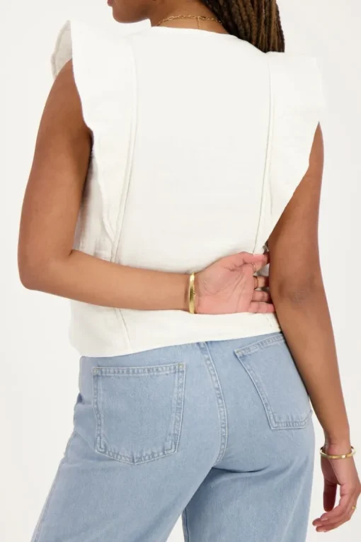 Wit Gilet Met Strikjes En Ruffles