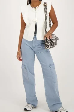 Wit Gilet Met Strikjes En Ruffles