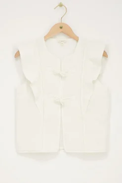 Wit Gilet Met Strikjes En Ruffles