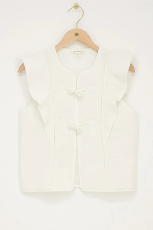 Wit Gilet Met Strikjes En Ruffles