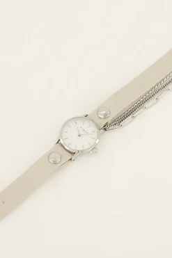 Wit Horloge Met Dubbele Band