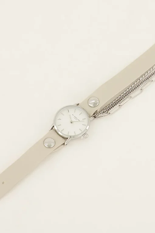 Wit Horloge Met Dubbele Band