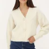 Wit Knitted Vestje Met Rozen Knopen