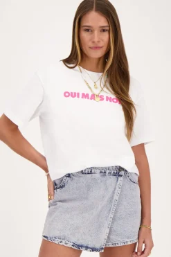 Wit Met Roze T-shirt ''Oui Mais Non''