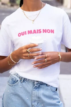 Wit Met Roze T-shirt ''Oui Mais Non''