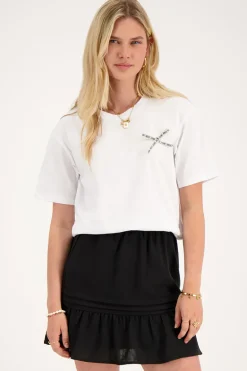 Wit T-shirt Met "Amour" Strikje