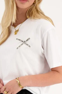 Wit T-shirt Met "Amour" Strikje