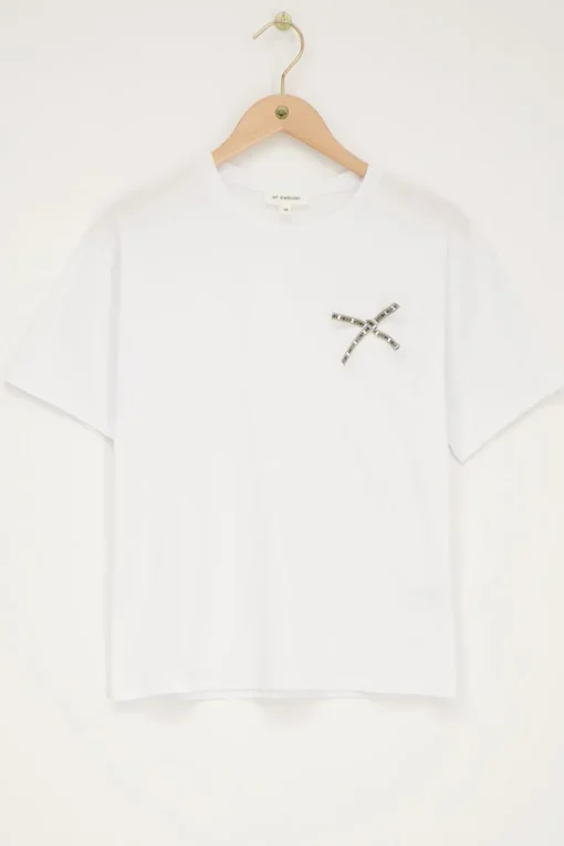 Wit T-shirt Met "Amour" Strikje