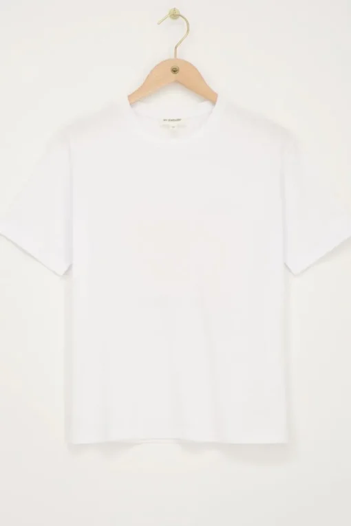 Wit T-shirt Met Paarse Strik
