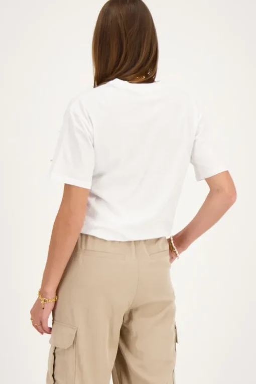 Wit T-shirt Met Panterprint "Haut-Marais"
