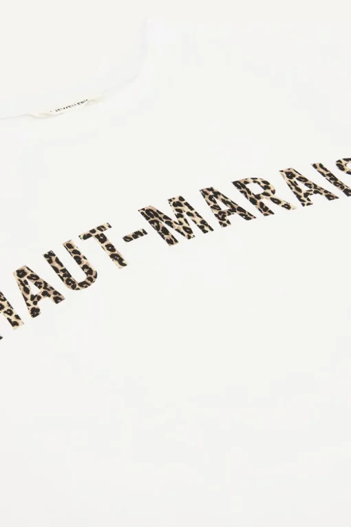 Wit T-shirt Met Panterprint "Haut-Marais"