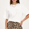Wit T-shirt Met Parel Strik