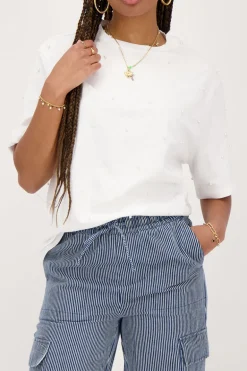 Wit T-shirt Met Parels