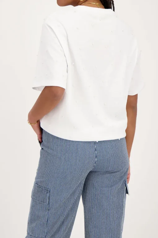 Wit T-shirt Met Parels