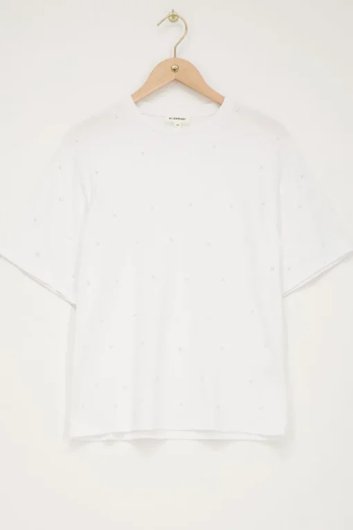 Wit T-shirt Met Parels
