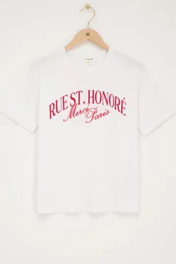 Wit T-shirt Met Rode ''Rue St. Honoré''