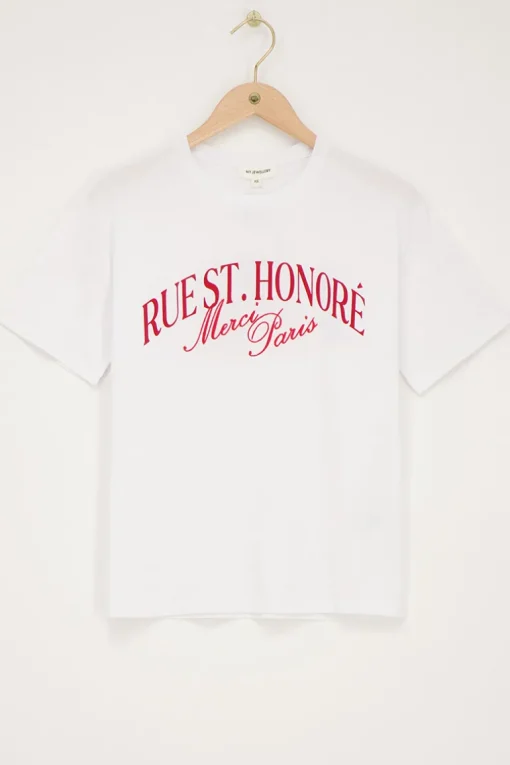 Wit T-shirt Met Rode ''Rue St. Honoré''