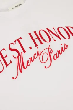 Wit T-shirt Met Rode ''Rue St. Honoré''