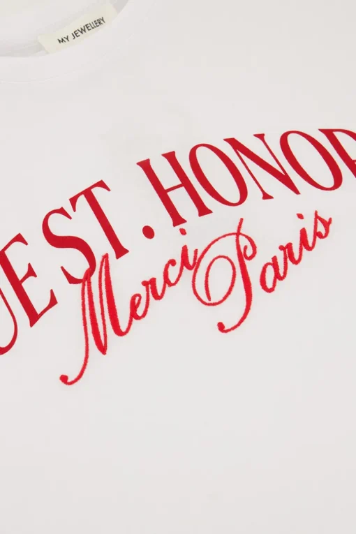 Wit T-shirt Met Rode ''Rue St. Honoré''
