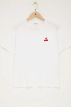 Wit T-shirt Met Rood Kersje