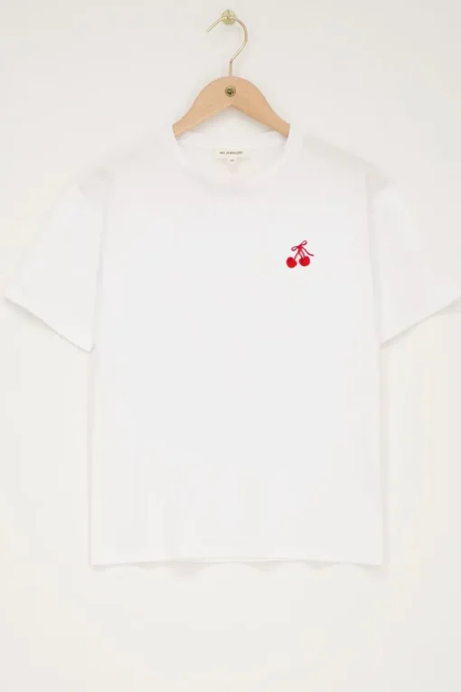 Wit T-shirt Met Rood Kersje