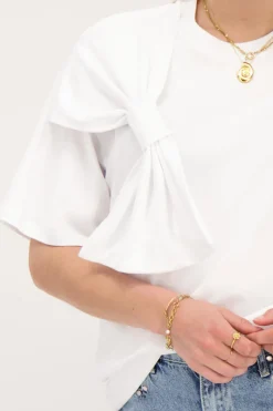 Wit T-shirt Met Strik