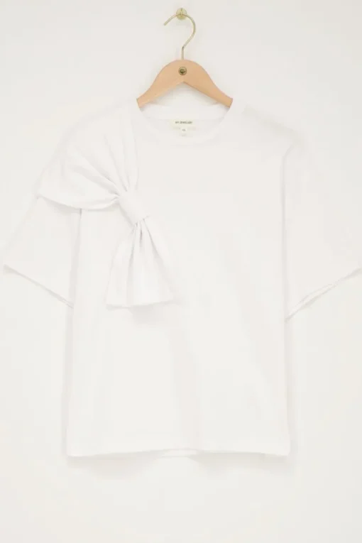 Wit T-shirt Met Strik