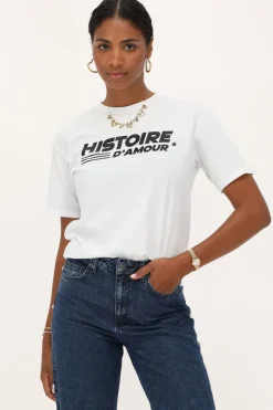 Wit T-shirt Met Zwarte "Histoire D'amour"