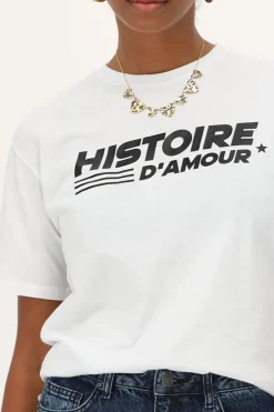 Wit T-shirt Met Zwarte "Histoire D'amour"