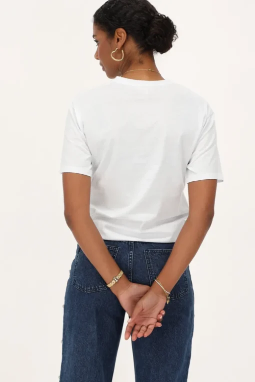 Wit T-shirt Met Zwarte "Histoire D'amour"