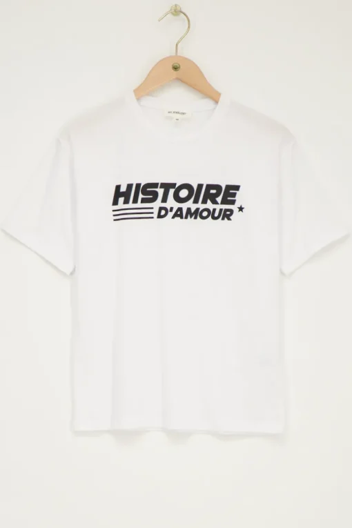 Wit T-shirt Met Zwarte "Histoire D'amour"