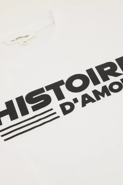 Wit T-shirt Met Zwarte "Histoire D'amour"