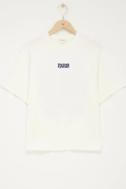 Wit T-shirt Paris Met Bloemen