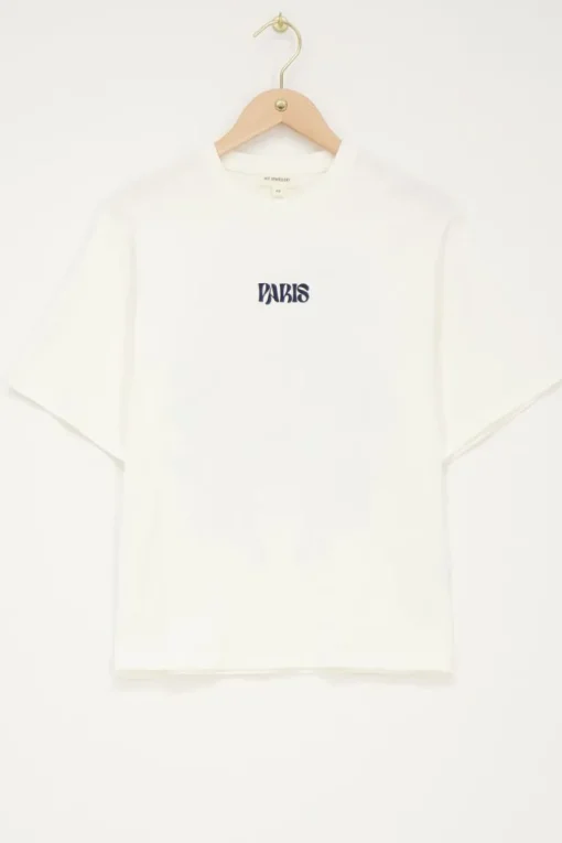 Wit T-shirt Paris Met Bloemen