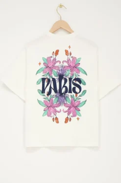 Wit T-shirt Paris Met Bloemen