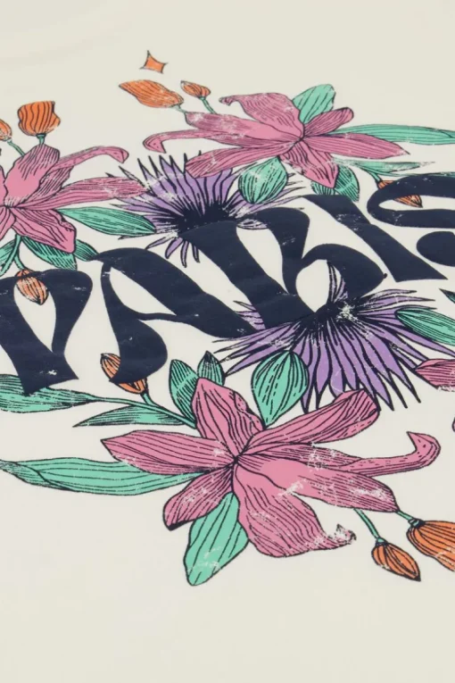 Wit T-shirt Paris Met Bloemen