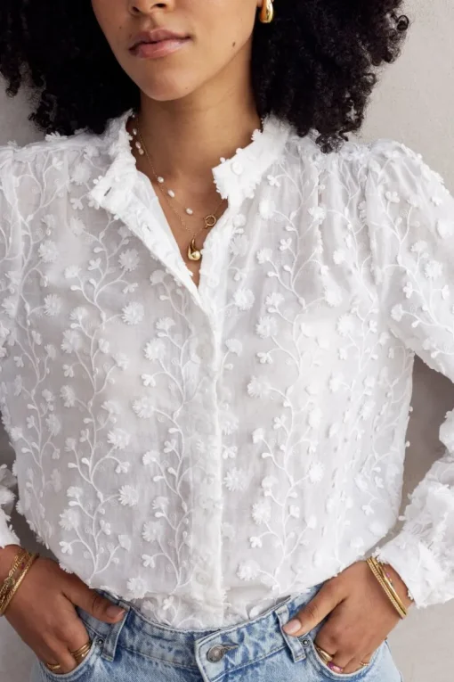 Witte Blouse Met All-over Embroidery